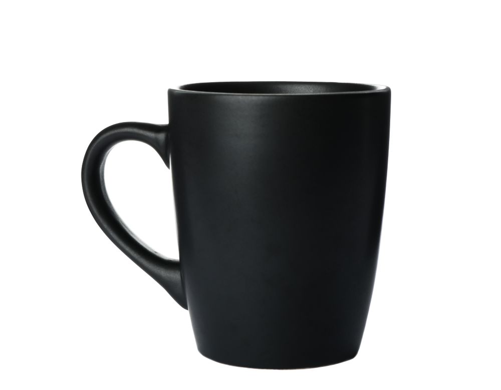 Empty dark cup isolated on blank background