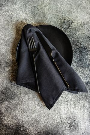 Monochromatic cutlery, napkin and plate set