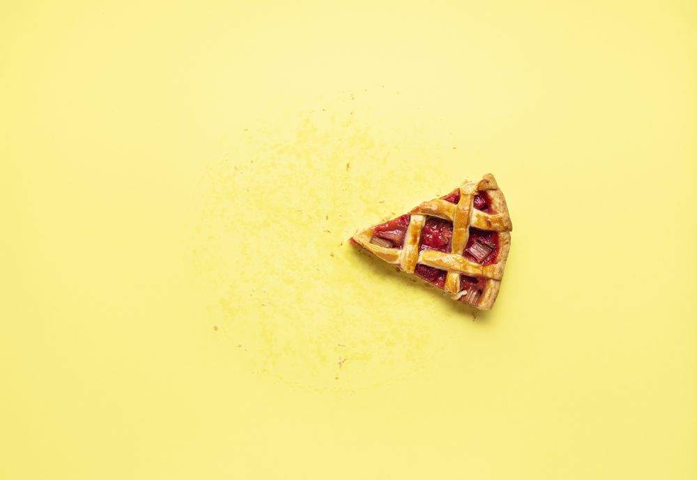 Left over slice of trawberry and rhubarb pie