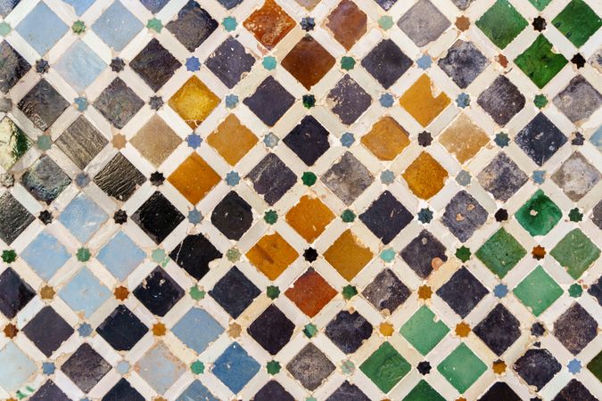 Tiled ceramic walls in the Alhambra of Granada