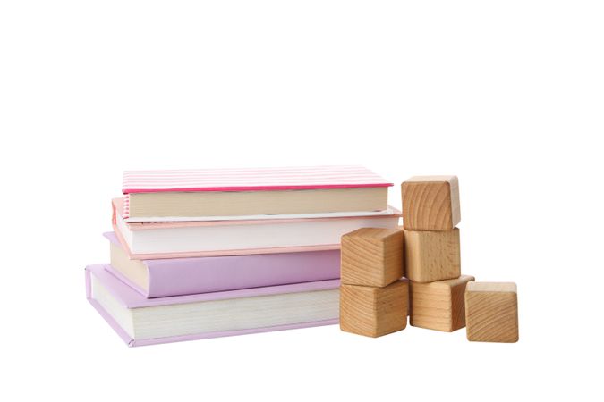 children's book, with toys, isolated on light background.