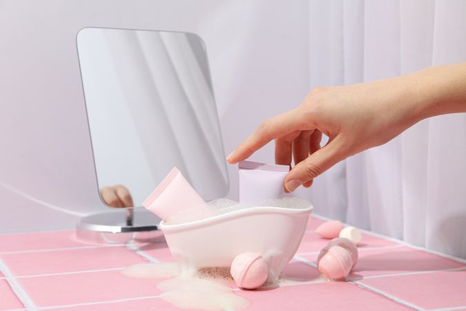 Concept of cosmetic and beauty care accessories