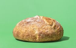 Bread on a green background, close-up