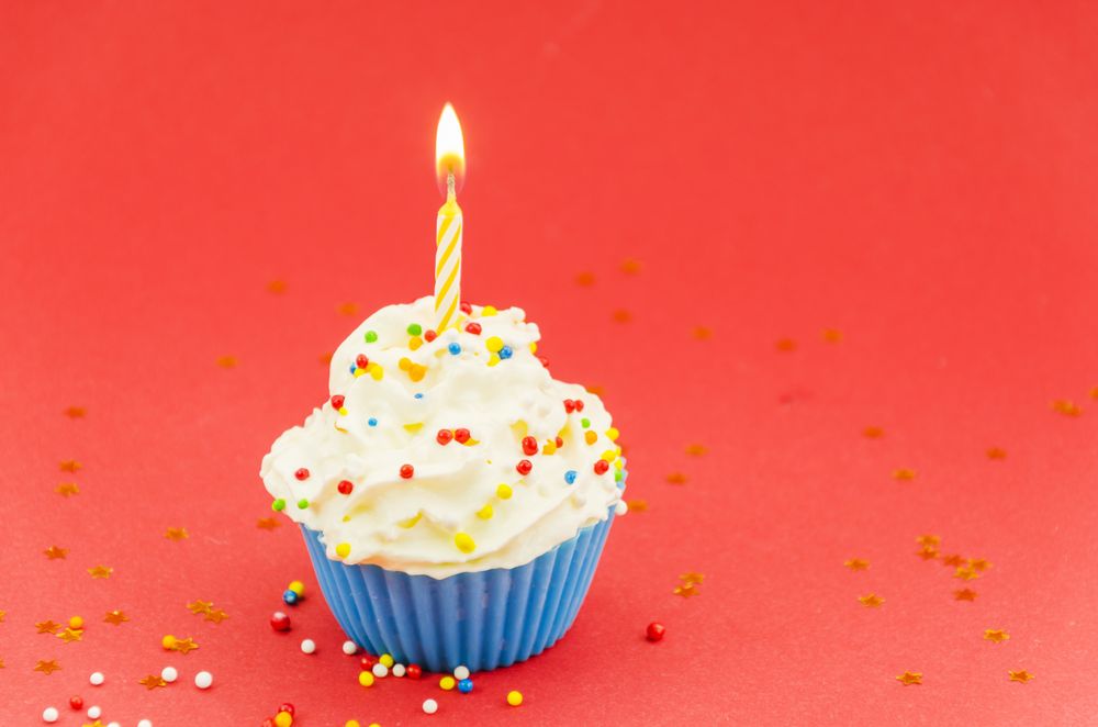 Birthday cupcake with candle