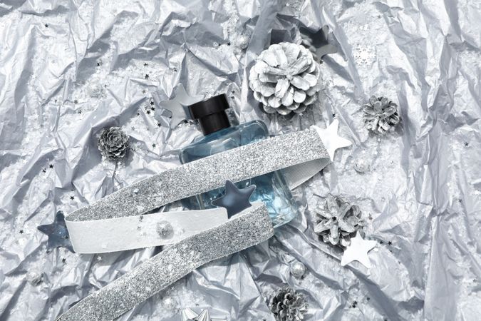 Concept of cosmetics, winter cosmetics, top view