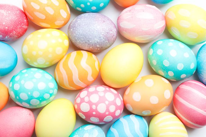 Decorative Easter eggs as background. Space for text