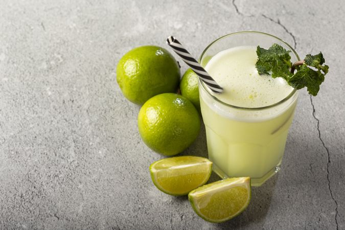 Refreshing lemonade with mint. Lemonade, summer drink.