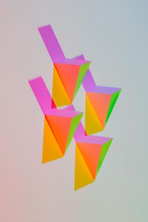 Colorful upside-down pyramids and shadows