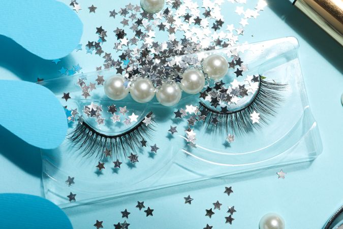 False eyelashes, concept of different makeup accessories