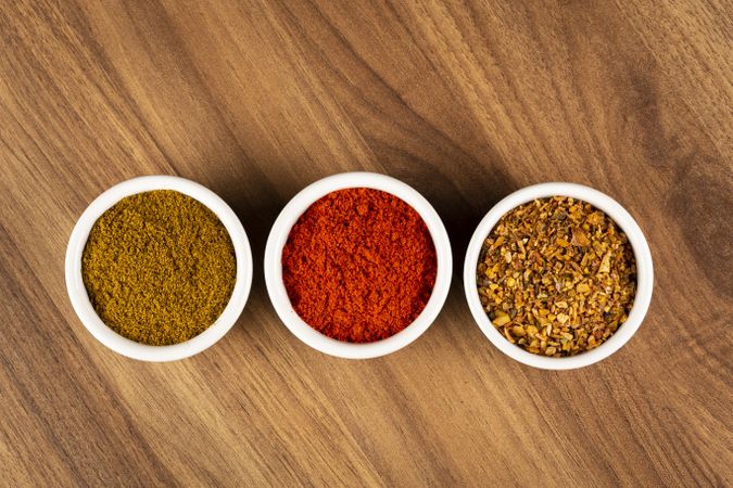 Variety of spices and seasonings on the table.