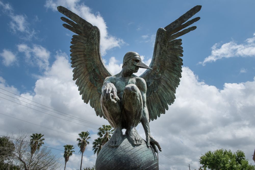A statue by Mexican artist Jorge Marín, Museum of Fine Art, Brownsville, Texas,