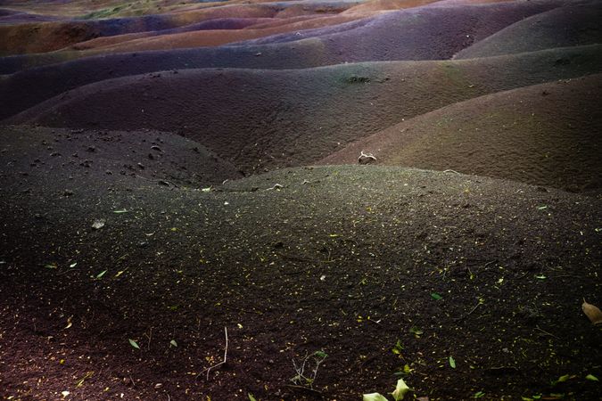 Soil of multi-colored hill in Mauritius