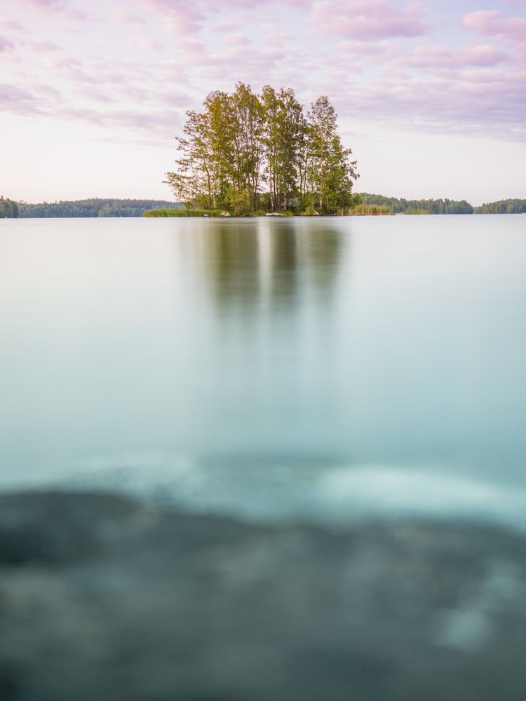 Landscape with lake and island in Finland
