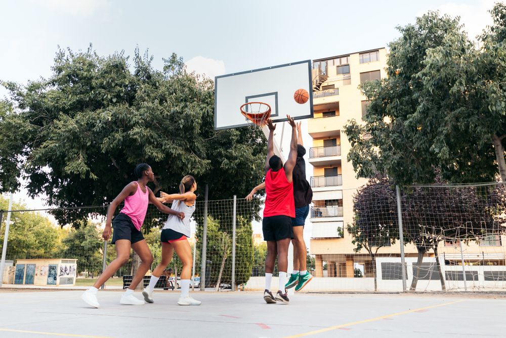 Friends Enjoying Basketball Together