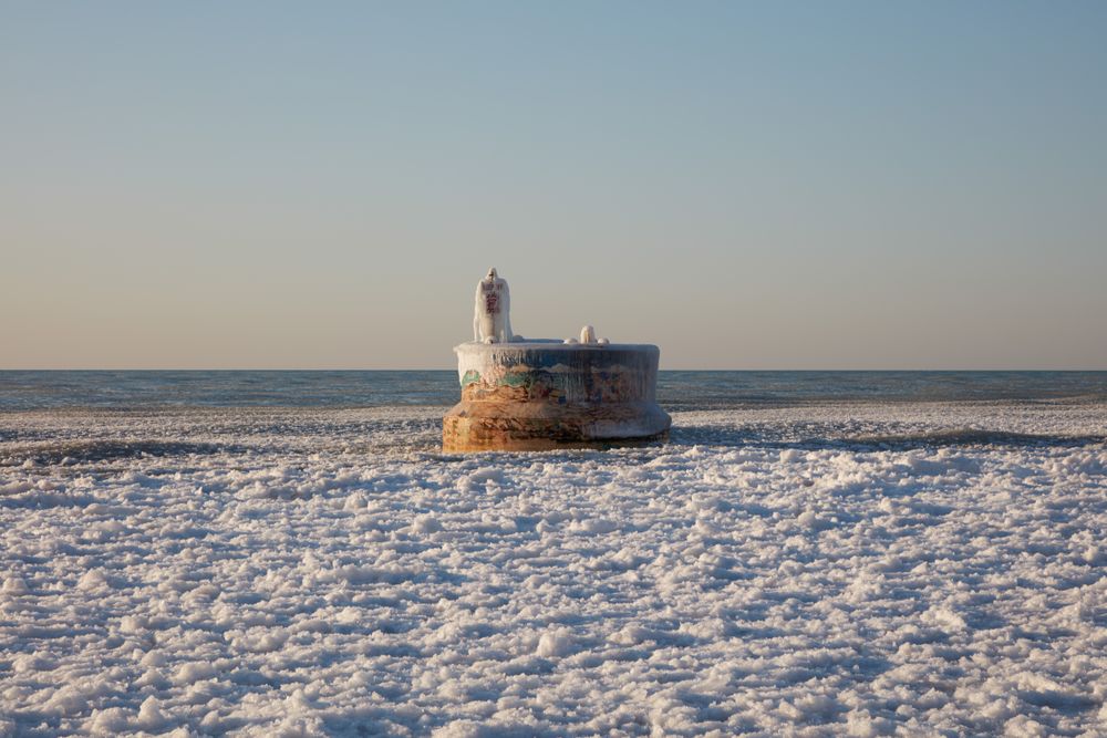 A winter day in February at Weko Beach in Brigman, Michigan