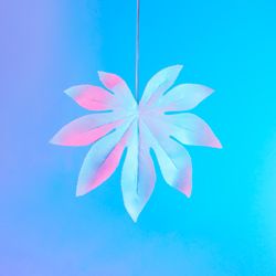 Tropical leaf in vibrant bold gradient holographic neon  colors