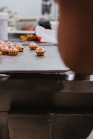 Pig shaped pastry on tray