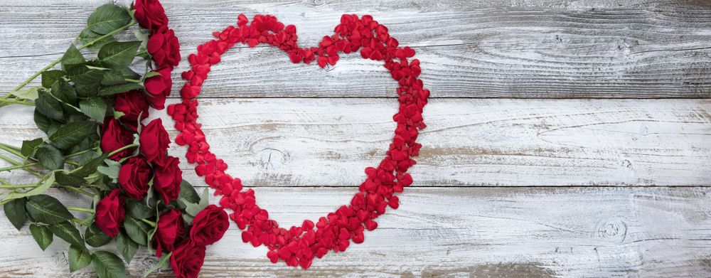 Heart outline for Valentine’s Day with red roses