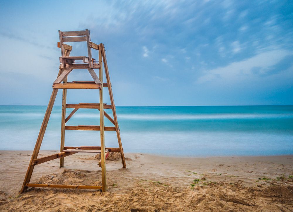 Lifesaver chair near sea