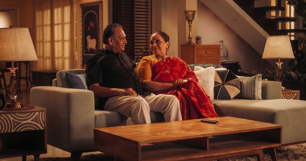 Blessed Love: Older Couple Enjoying a Quiet Evening at Home, Talking and Communicating.