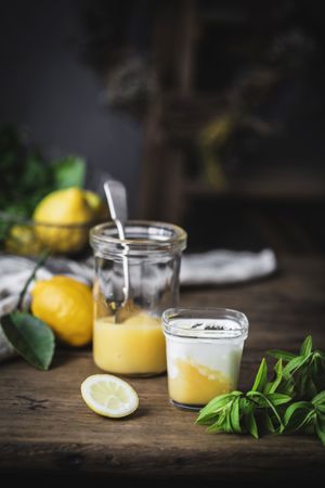 Homemade yogurt with lemon curd