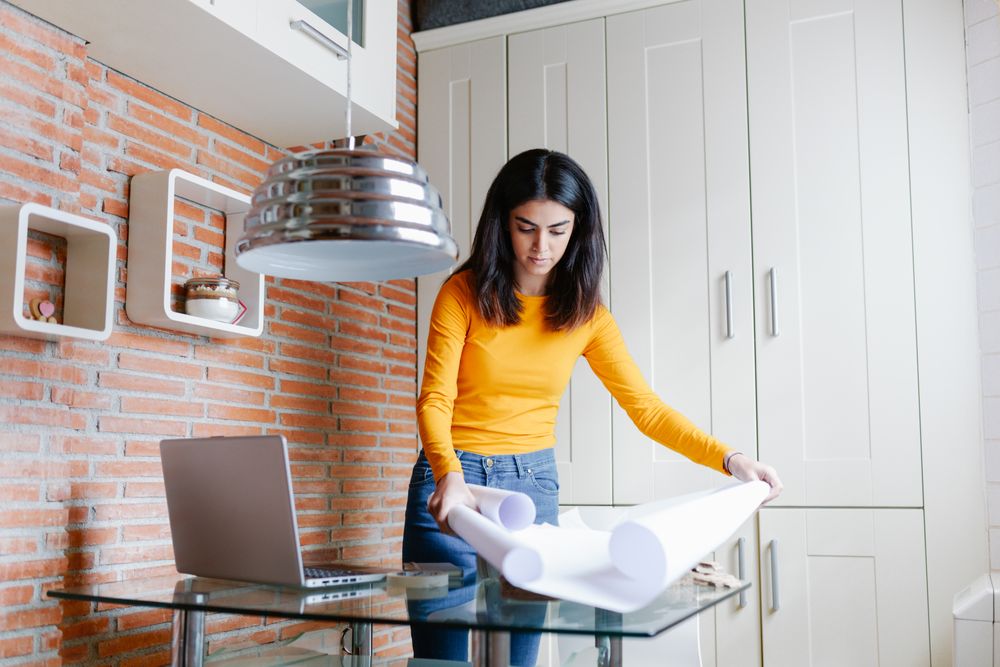 Persian woman designing a project