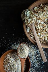 Bowls of dry oats for breakfast
