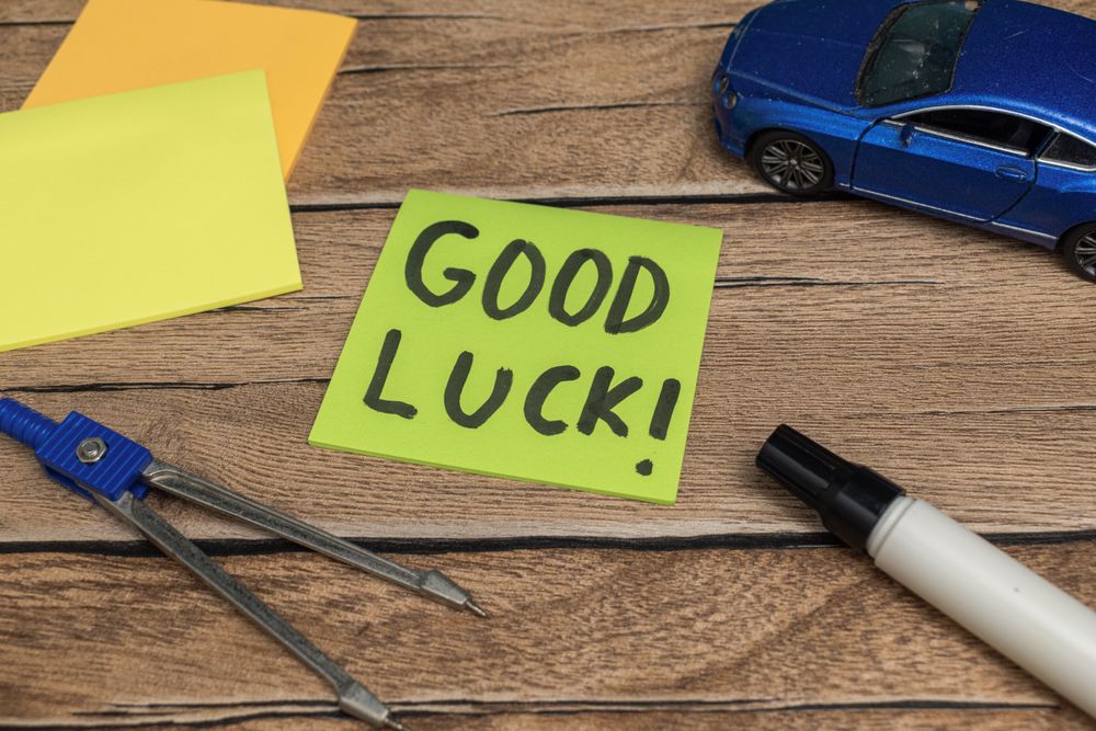 good luck word sticky notes