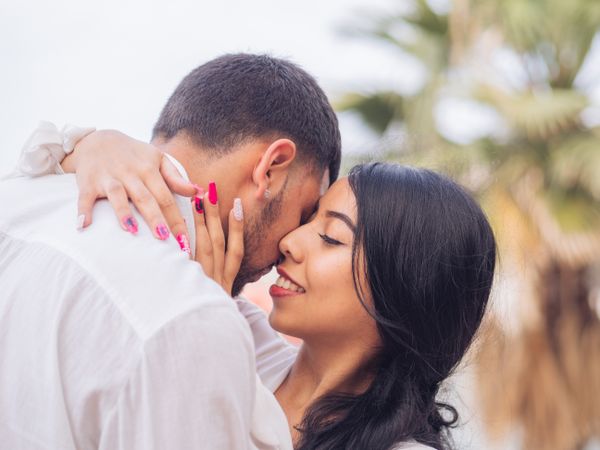 Man and woman embracing with love