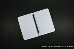 Top view of a pen in an open blank notebook 4mB7Bb