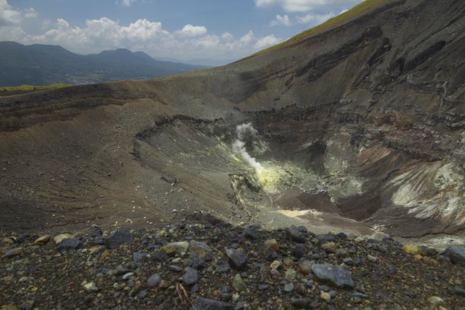 Landscape of the Lokon volcano crater in Indonesia