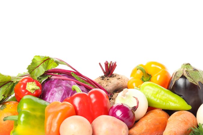 Composition with ripe vegetables isolated. Good harvest