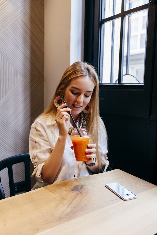 Woman with juice