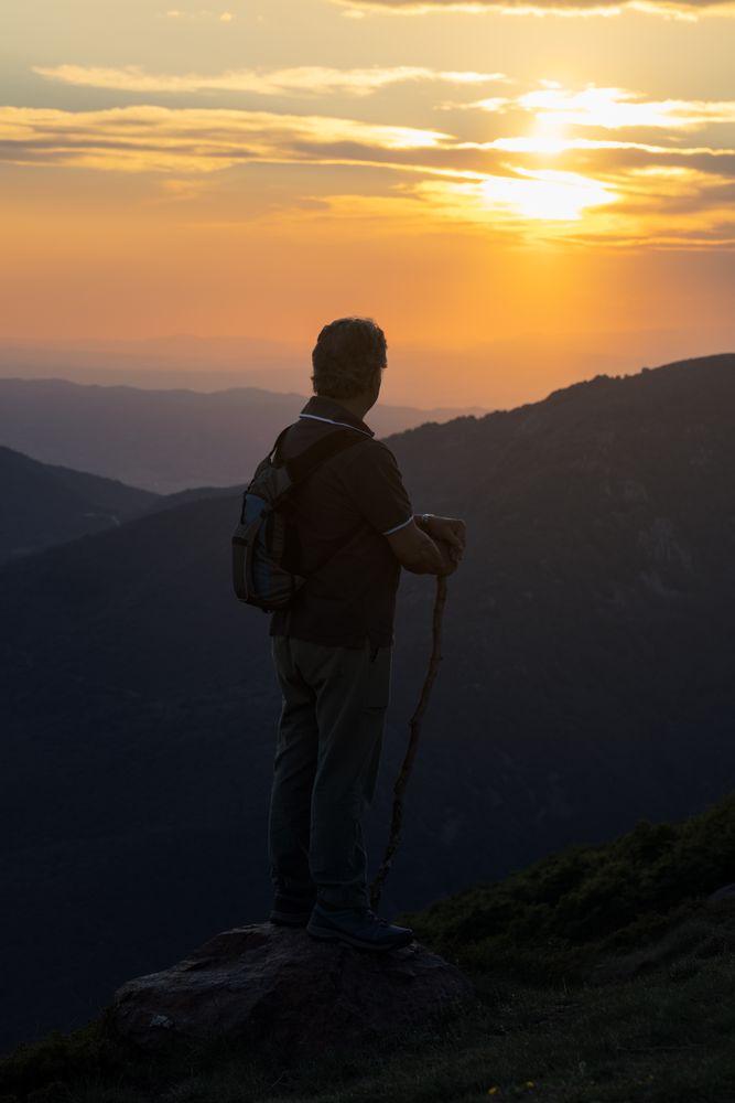 Man walking on the mountain