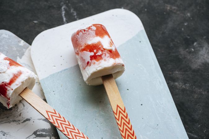 Watermelon and cream popsicles