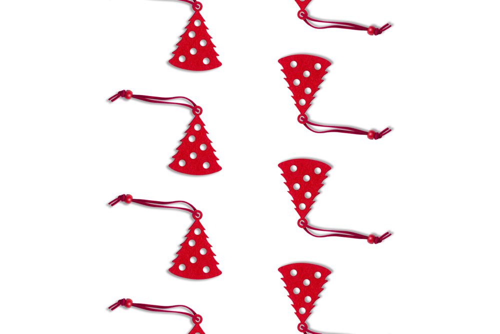 Red holiday decorations on light background