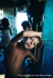 Apiai, Brazil - Aug 21, 2006- Boy living in a Landless Workers Movement (MST) settlement 5q9aj5