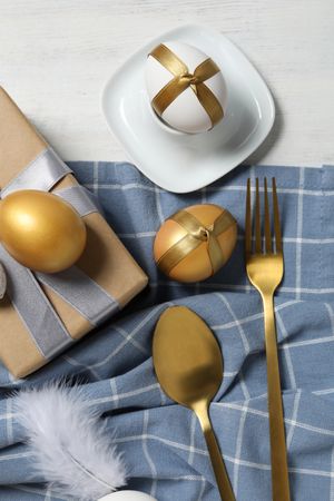 Concept of Richness, golden eggs, top view