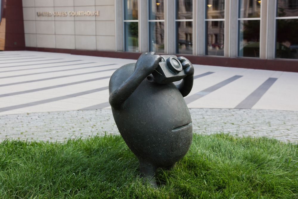 "Rockman" statue outside US Courthouse, Minneapolis, Minnesota