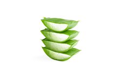 Aloe vera slices isolated on blank background. Herbal medicine