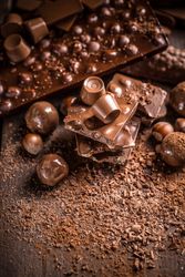 Variety of chocolates on table