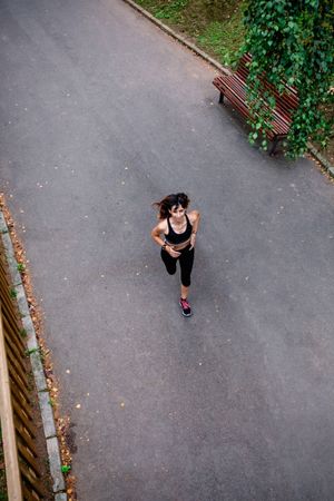 Aerial view of female runner