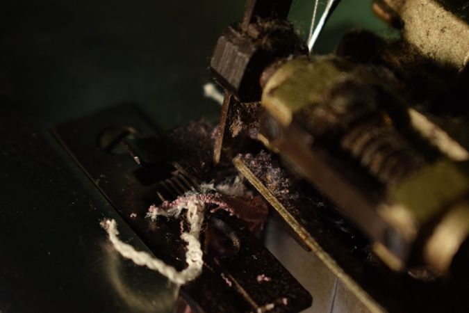String in tailor's sewing machine