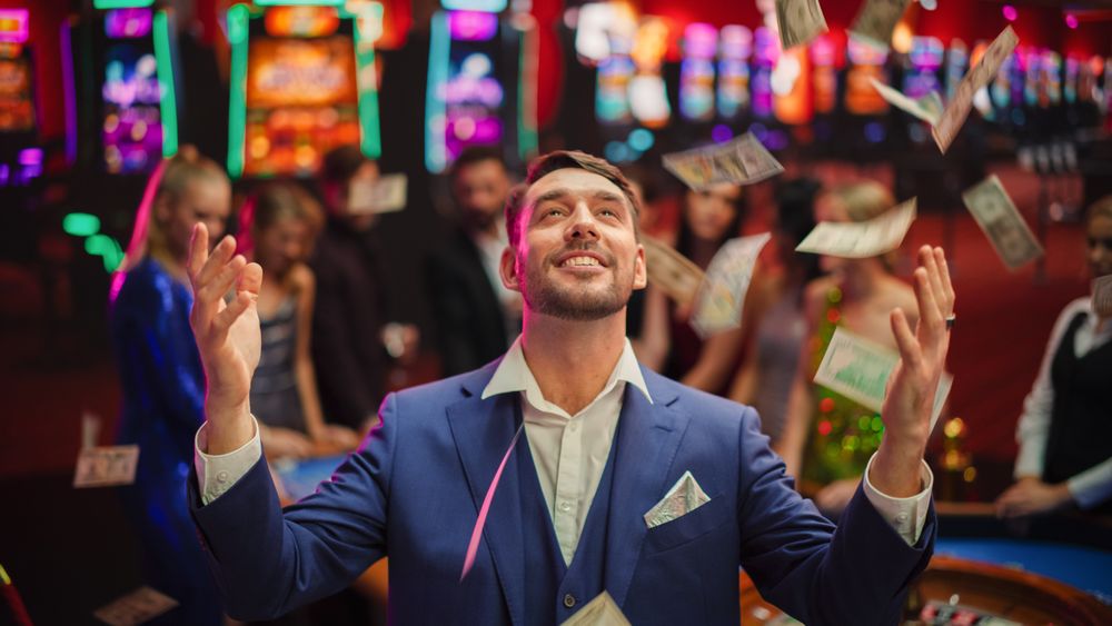 Successful Gambler Won a Jackpot in a Casino.