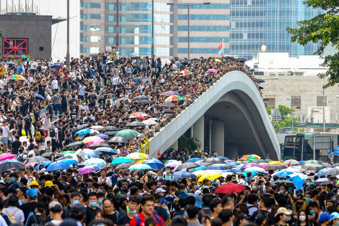 People gathering during Hong Kong protests