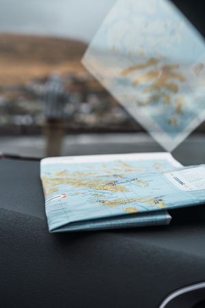 Folded map for traveling in car