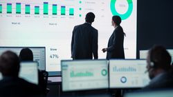 Professionals Examine Dynamic Data Visualizations on Large Screens in a Tech-driven Office