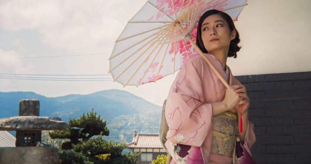 Young Woman Posing Outside a House in Japan