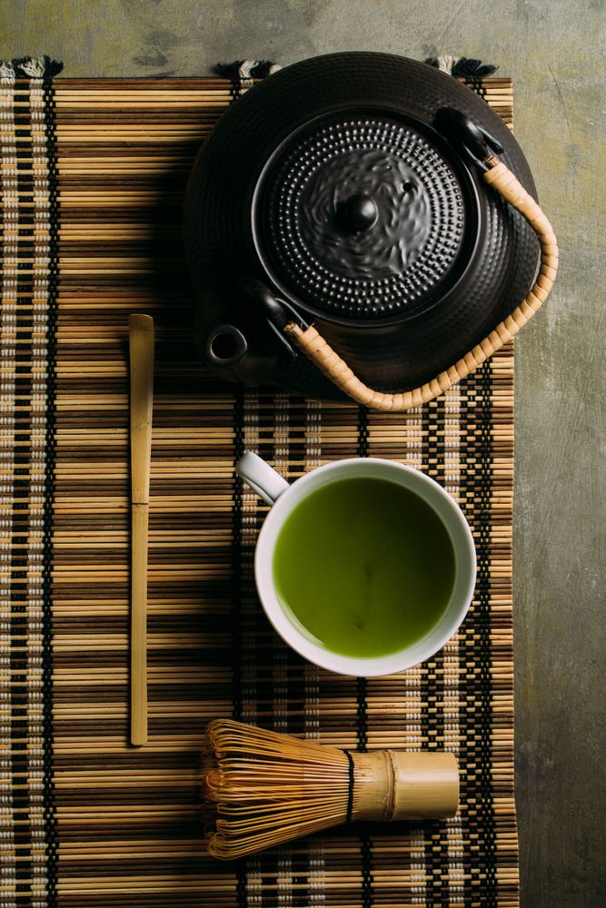 Preparing matcha tea