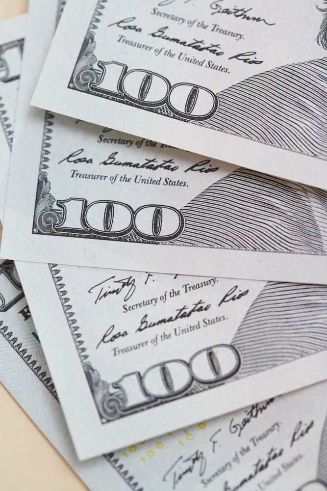 One hundred US dollars banknotes